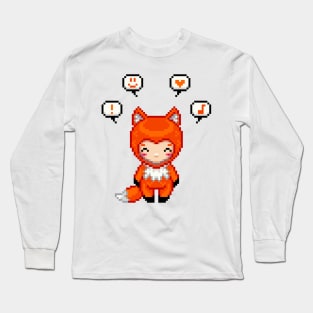 What Does The Fox Say? Fox Girl Pixel Art Long Sleeve T-Shirt